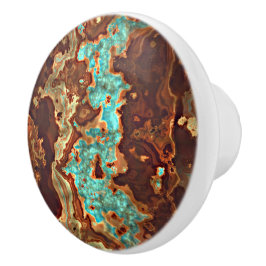 Brown Aqua Turquoise Green Geode Art