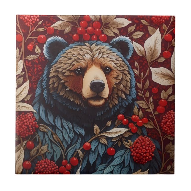 Brown Bear Red Berries William Morris Inspirou (Frente)