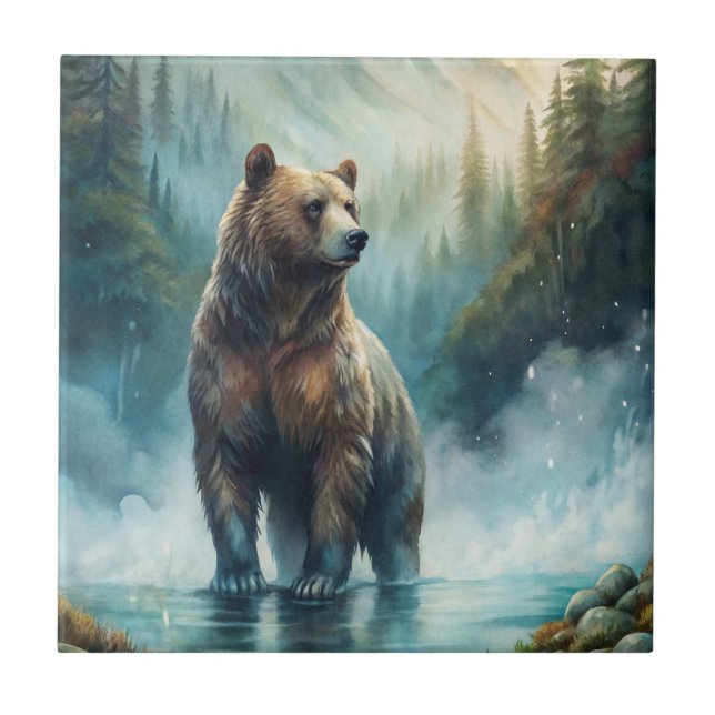 Brown Bear Square Paper Coaster (Frente)