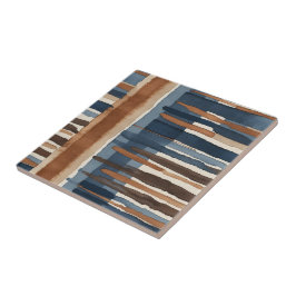 Brown Blue rust and beige abstract