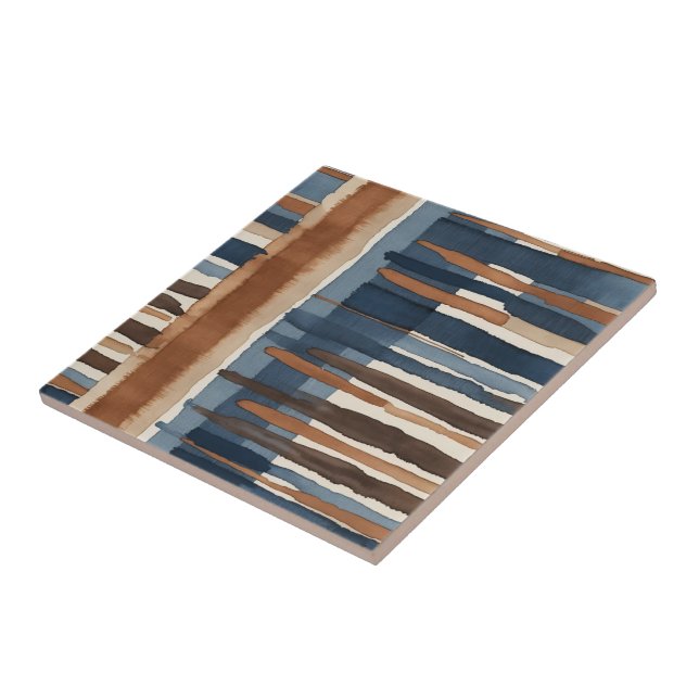 Brown Blue rust and beige abstract (Lateral)