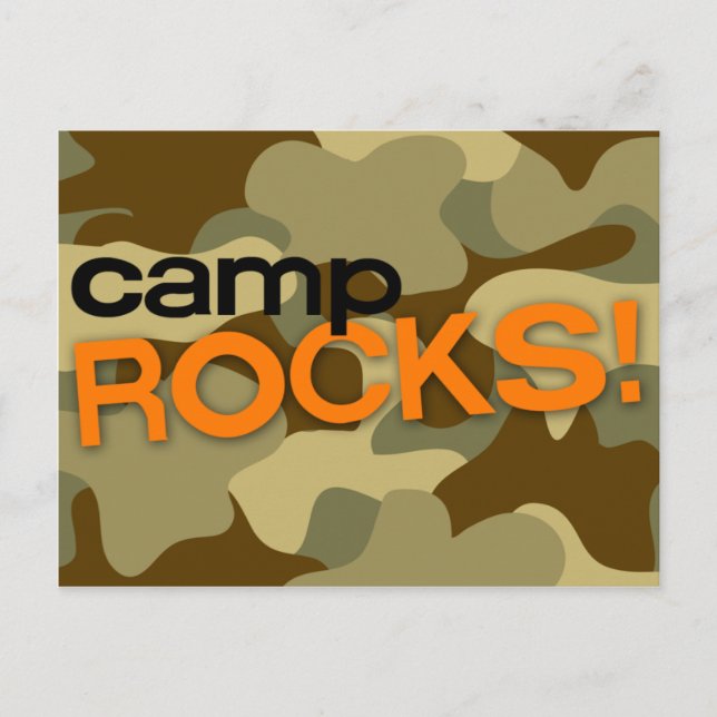 Brown Camo CAMP ROCKS! Cartão Postal (Frente)