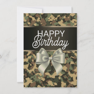 Brown Camo e Arco Feliz Cartão de Aniversário