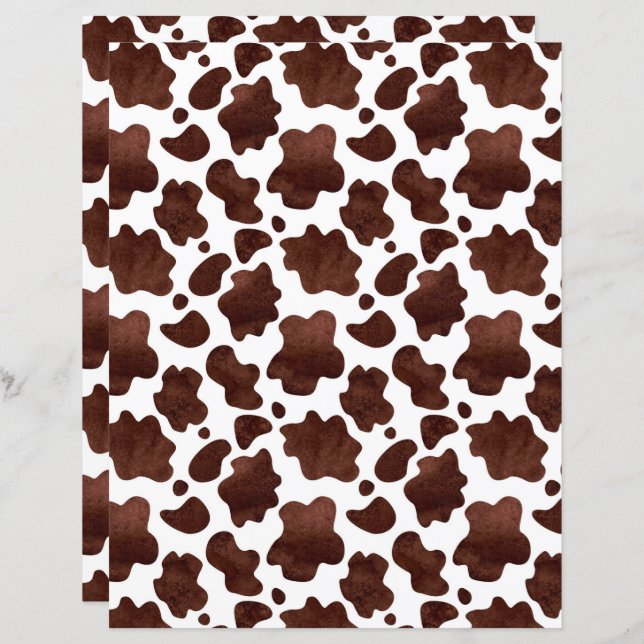 Brown Cow Print Scrapbook Paper (Frente/Verso)
