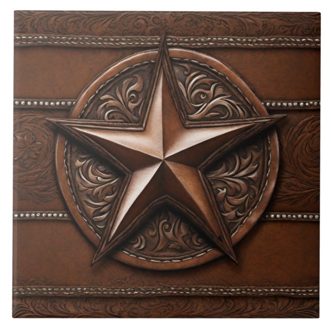 Brown Cowboy Russo Western Country Texas Star (Frente)