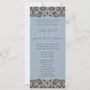 Brown Damask Sobre O Convite Para Casamento Azul D