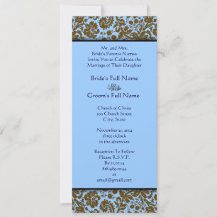 Brown Damask Sobre O Convite Para Casamento Azul D
