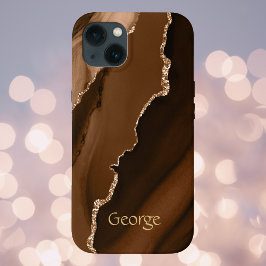 Brown Faux Agate Marled Design com Nome