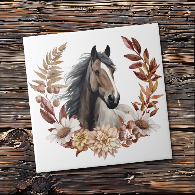 Brown Grulla Horse Autumn Wreath (Criador carregado)