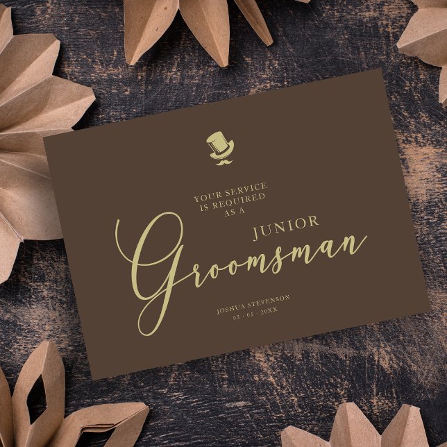 Brown Junior Groomsman Chic Wedding Proposal (Criador carregado)