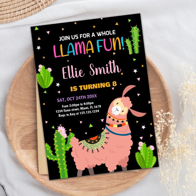 Brown Llama Diversão Llama Convites de aniversário (Brown Llama Fun Llama Birthday Invitations)