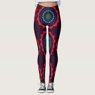 Brown, mandala vermelha Legging