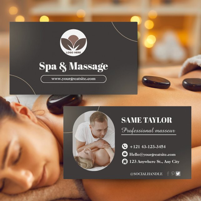 Brown Modern Spa & Massage Cartão de visita (Brown Modern Spa & Massage Business Card)