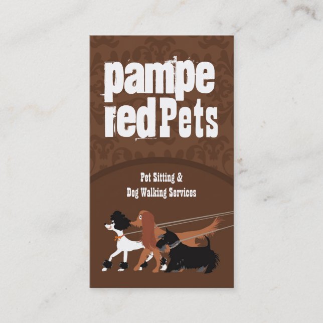 Brown Pet Sitting Dog Walker Cartão de visita (Frente)