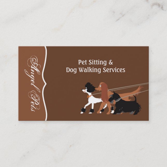 Brown Pet Sitting Dog Walker Cartão de visita (Frente)
