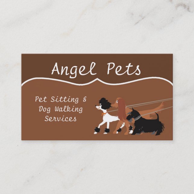 Brown Pet Sitting Dog Walker Cartão de visita (Frente)