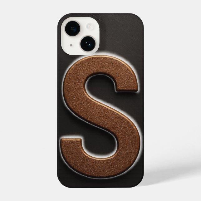 “Brown Phone Cover with Bold Black S Trendy (Verso)