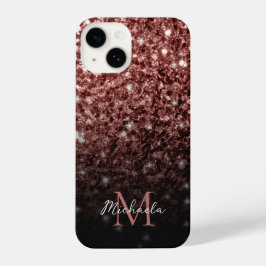 Brown Red faux Glitter sparkles bling Monogram