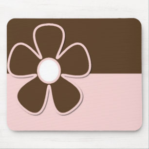 Brown & rosa com flor Mousepad da margarida