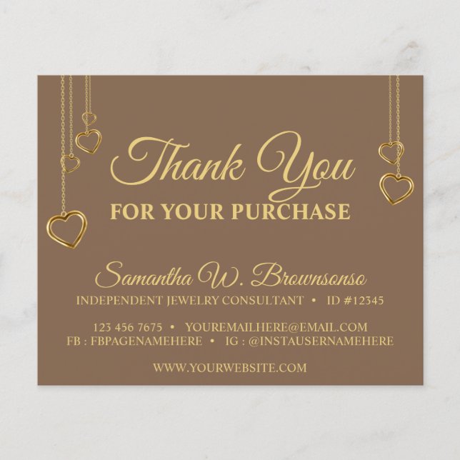 Brown Simple Clean Heart Dourado Obrigado (Frente)