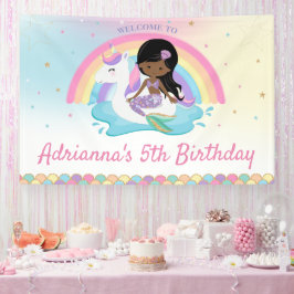 Brown Smermaid Unicorn Piscina Aniversário Bem-vin