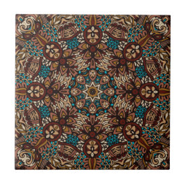 Brown, Teal & Beige Terthy Rustic Boho Mandala