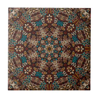 Brown, Teal & Beige Terthy Rustic Boho Mandala