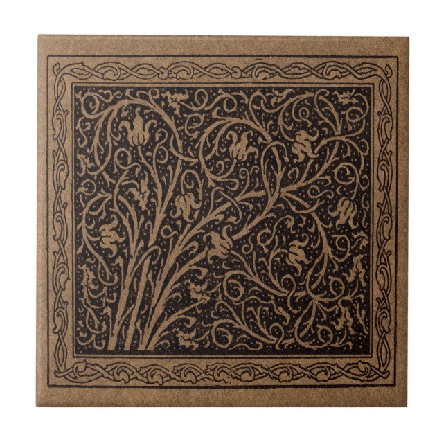 Brown Tooling Leather Art Nouveau Floral (Frente)