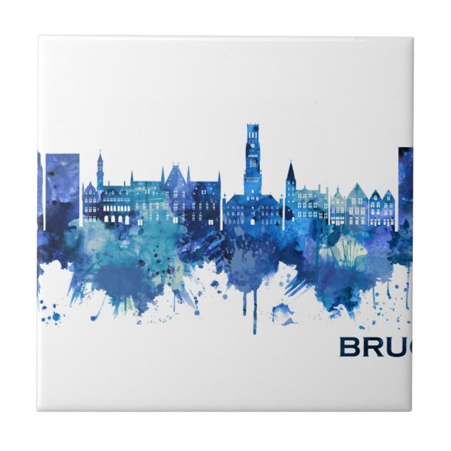 Bruges Belgium Skyline Blue (Frente)