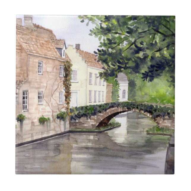 Bruges Watercolor Painting por Farida Greenfield (Frente)