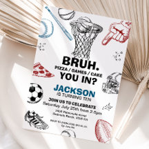 Bruh. Convite de aniversário, Convite Esportivo