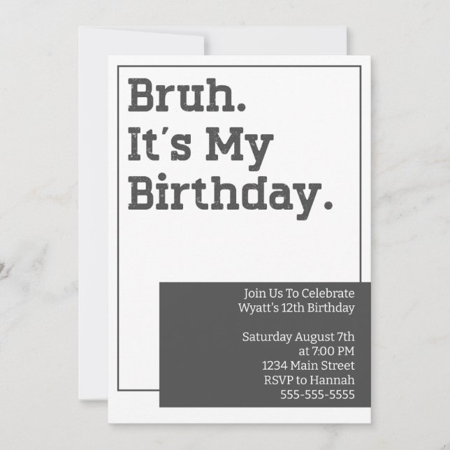 Bruh Convite de aniversário Invite Modelo (Frente)
