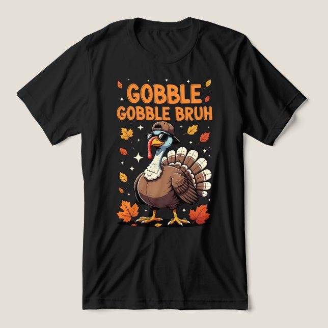 Bruh Thanksgiving Turkey Gobble Kids Teens  (Design frontal)