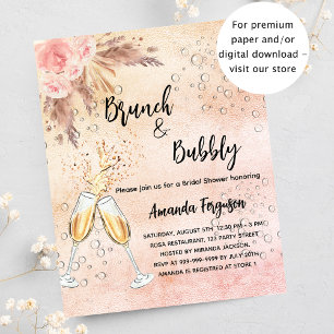 Brunch Bubble Bridal rosa pampas convite de grama