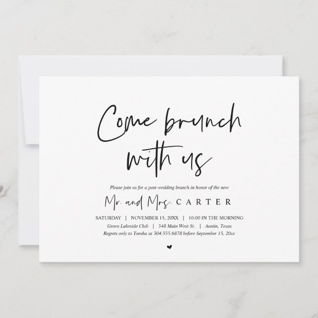 Brunch com os recém-casados, convite pós-casamento (Frente)