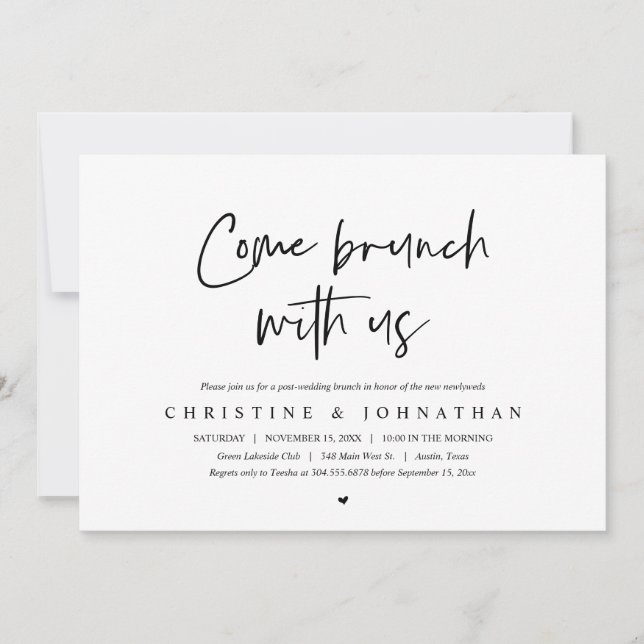 Brunch com os recém-casados, convite pós-casamento (Frente)