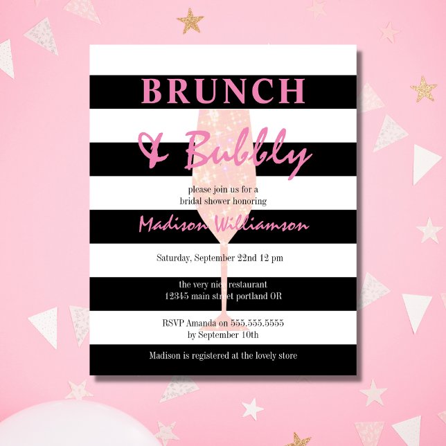 Brunch econômico e champanhe rosa glitter Bubbly (Criador carregado)
