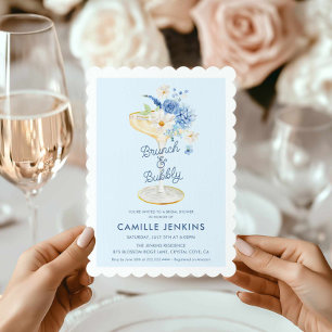Brunch Floral Azul e Convite Bridal Borrível