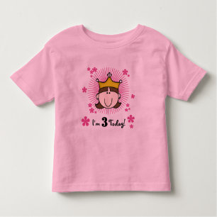 Brunette Princess aniversário de 3 anos Camisetas