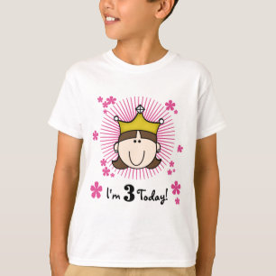 Brunette Princess aniversário de 3 anos Camisetas 