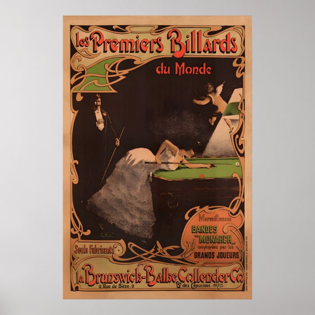 Brunswick Billards Vintage Poster (Frente)