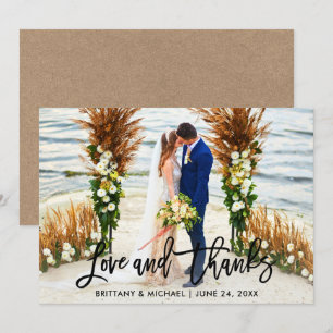 Brush Script Obrigados de casamento Cartão Kraft