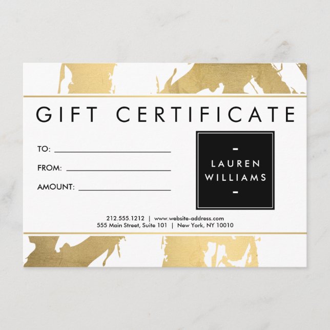 Brushstrokes Douradas abstrato Faux na Placa Prese (Frente)