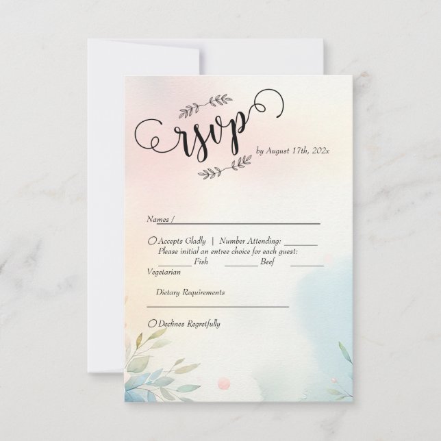 Brushstrokes e Script de Aquarela: RSVP Minimalist (Frente)