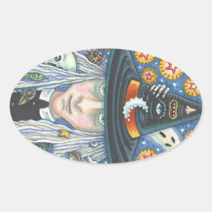 BRUXA ASSUSTADOR, OLHO MAU, CRÂNIO, ETIQUETAS DO