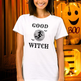 Bruxa Boa Camiseta Feminina de Halloween Preto e B