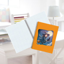 Bruxa Bonita Com Notebook De Gato Espiral