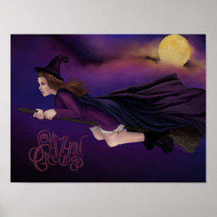 Bruxa bonita que pinta o poster de Samhain