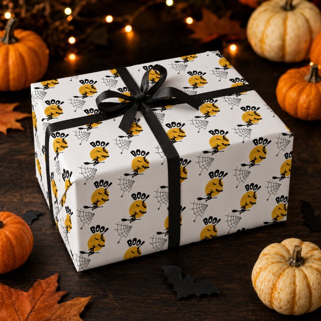 Bruxa Boo, Morcegos e Papel de Presente de Hallowe (Criador carregado)
