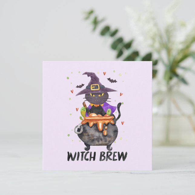 Bruxa Brew - Gato de Bruxas de Halloween em um Cal (Em pé/Frente)